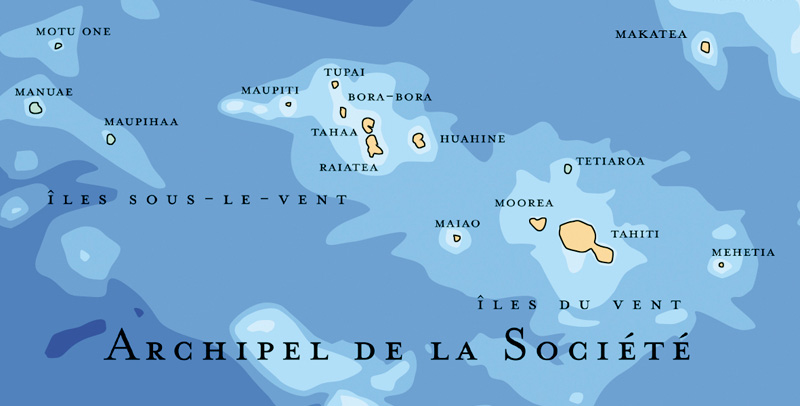 Carte des îles de la société en Polynésie Française