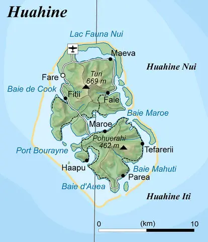 Carte de Huahine Carte de Huahine