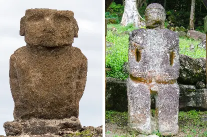 île de Paâques : comparaison entre tiki et moai
